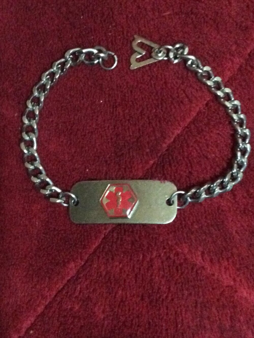 Vintage Silver Tone Medical Alert Link Bracelet
